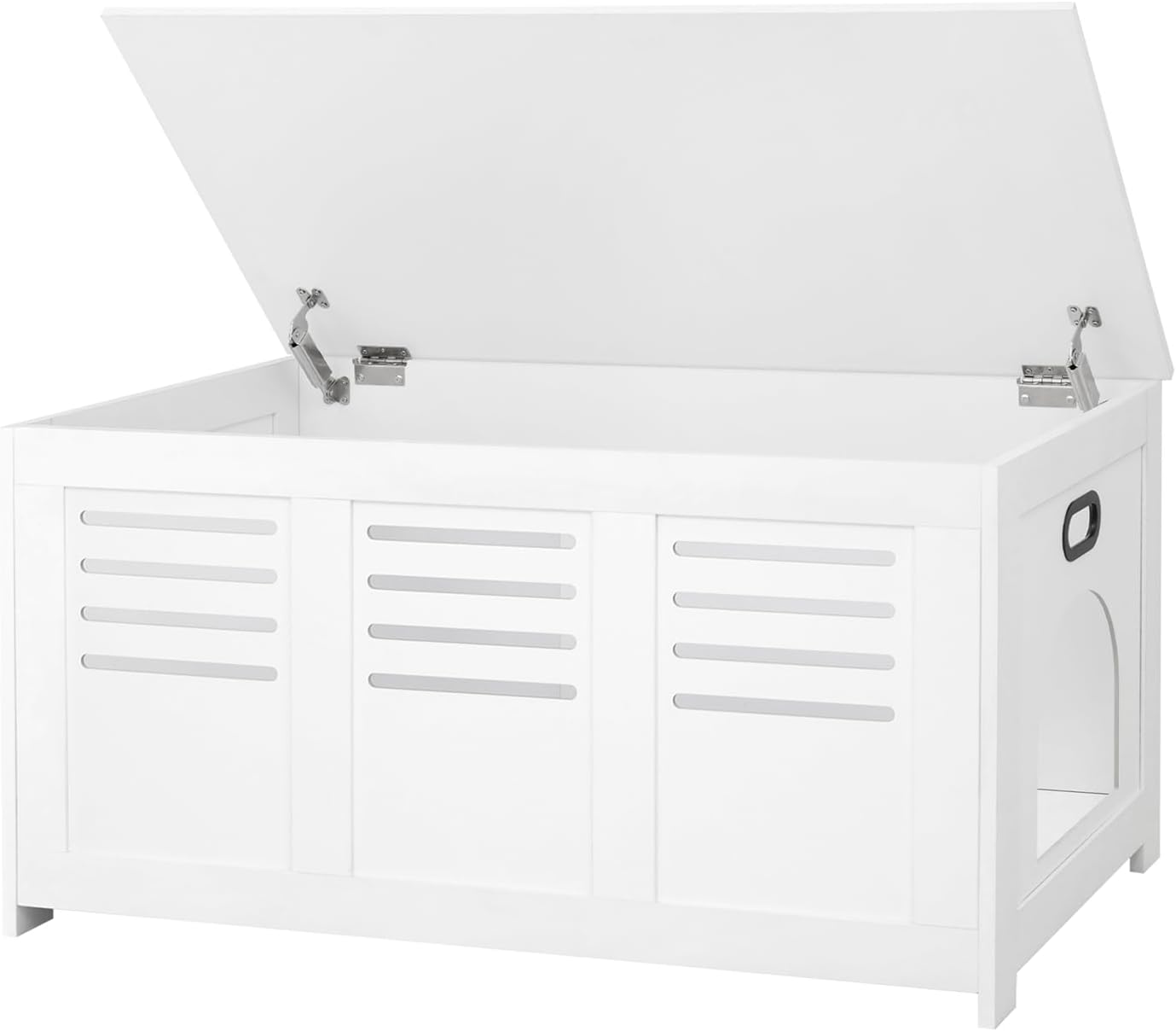 FEANDREA front-entry heather greige litter enclosure as side table