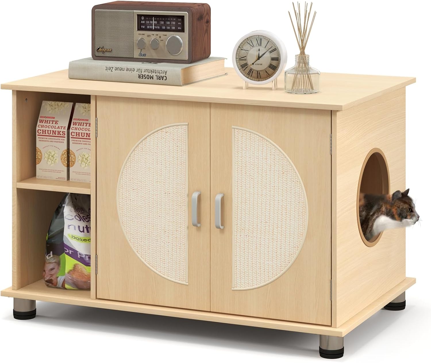 Tangkula litter enclosure with sisal scratching doors