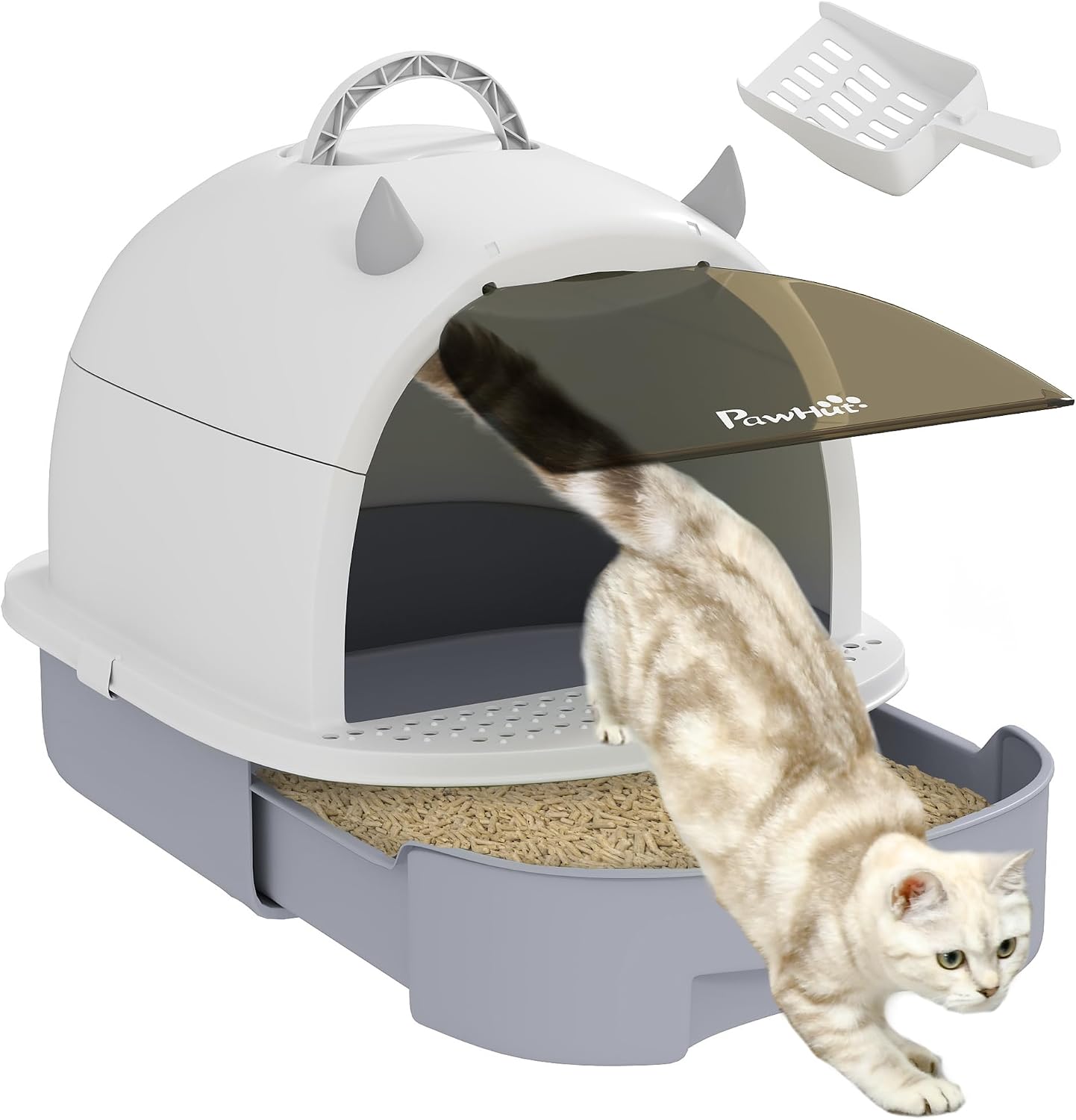 PawHut covered litter box with drawer